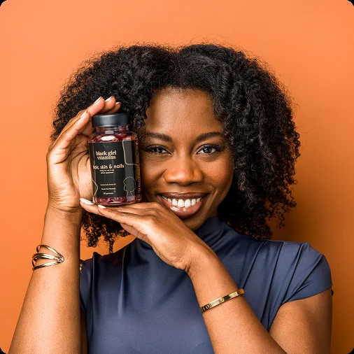 BGV customer at home with her vitamins