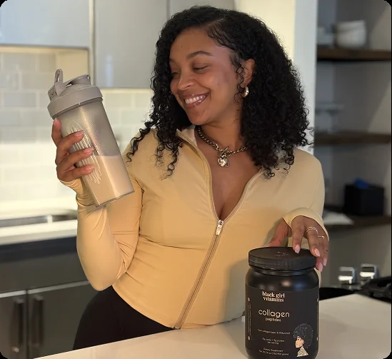 BGV customer making her collagen shake at home