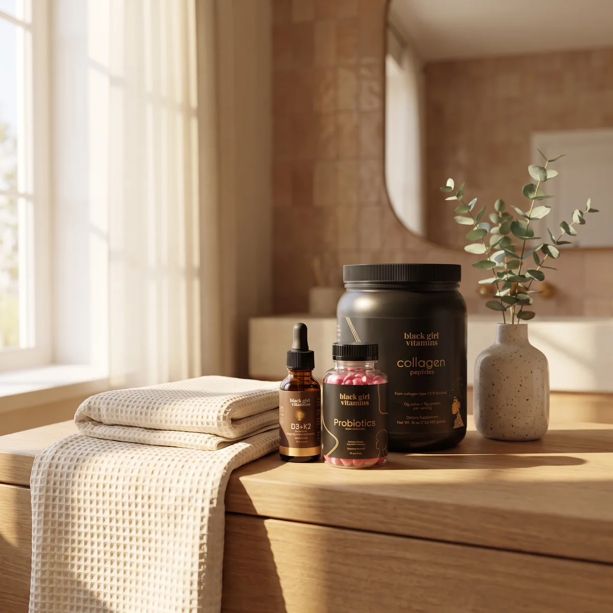 The Foundation Set on a morning vanity